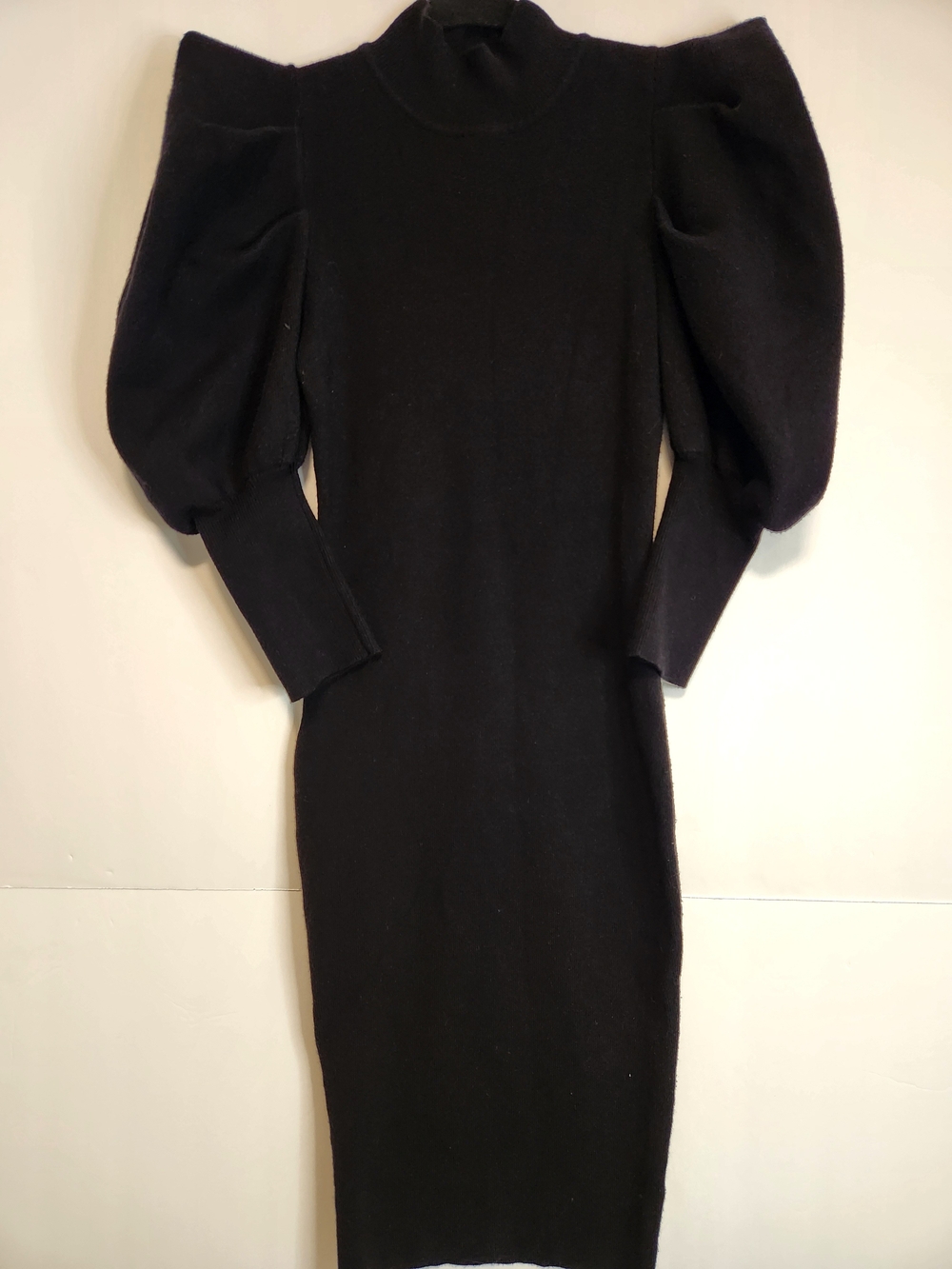 Fashion Nova Black Puff-Sleeve Midi Dress
